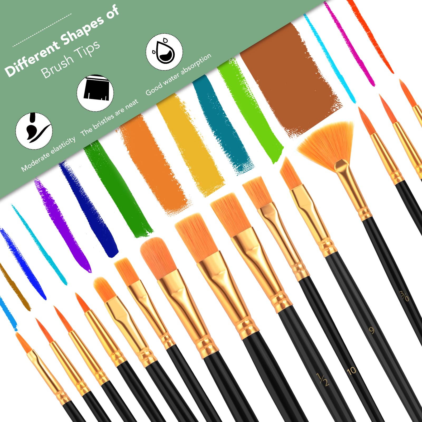 AROIC Acrylic Paint Brush Set,1pack/15pcs Nylon Hair Acrylic Painting Brush,Watercolor Rock Face Painting Brush, Artist Craft Brush Supplies, Paint Brush Set for All Purposes Children Adult Painting.