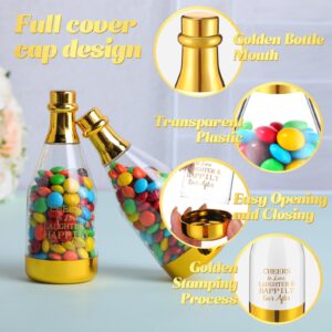 Ziliny 50 Pcs Metallic Golden Champagne Bottle Containers Candy Bottles Wedding Candy Box Bridal Shower Favors Plastic Wine Alcohol Containers Mini Champagne Bottles Bulk for Wedding Bridal Party