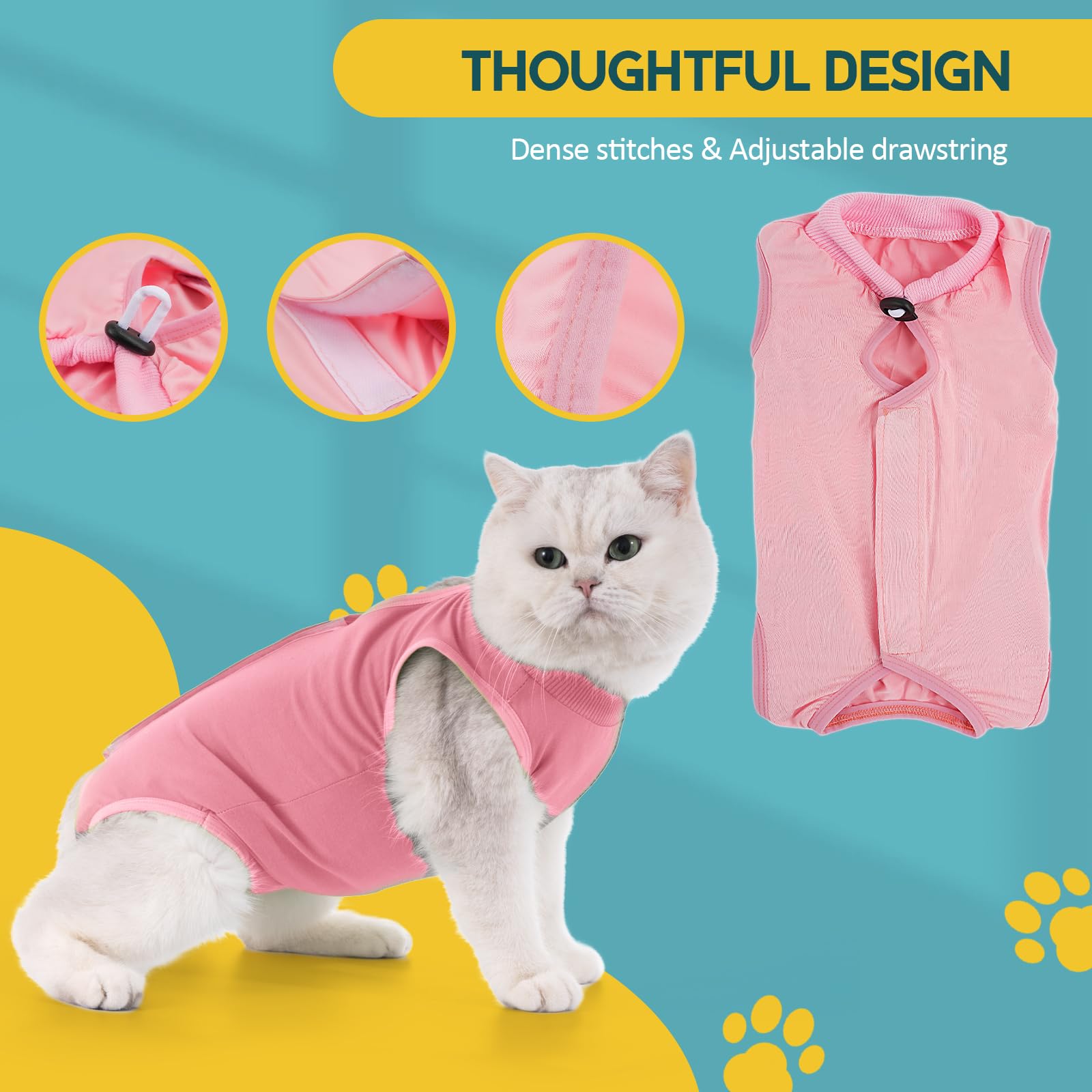 Avont Cat Recovery Suit - Kitten Onesie for Cats After Surgery, Cone of Shame Alternative Surgical Spay Suit for Female Cat, Post-Surgery or Skin Diseases Protection -Pink(M)