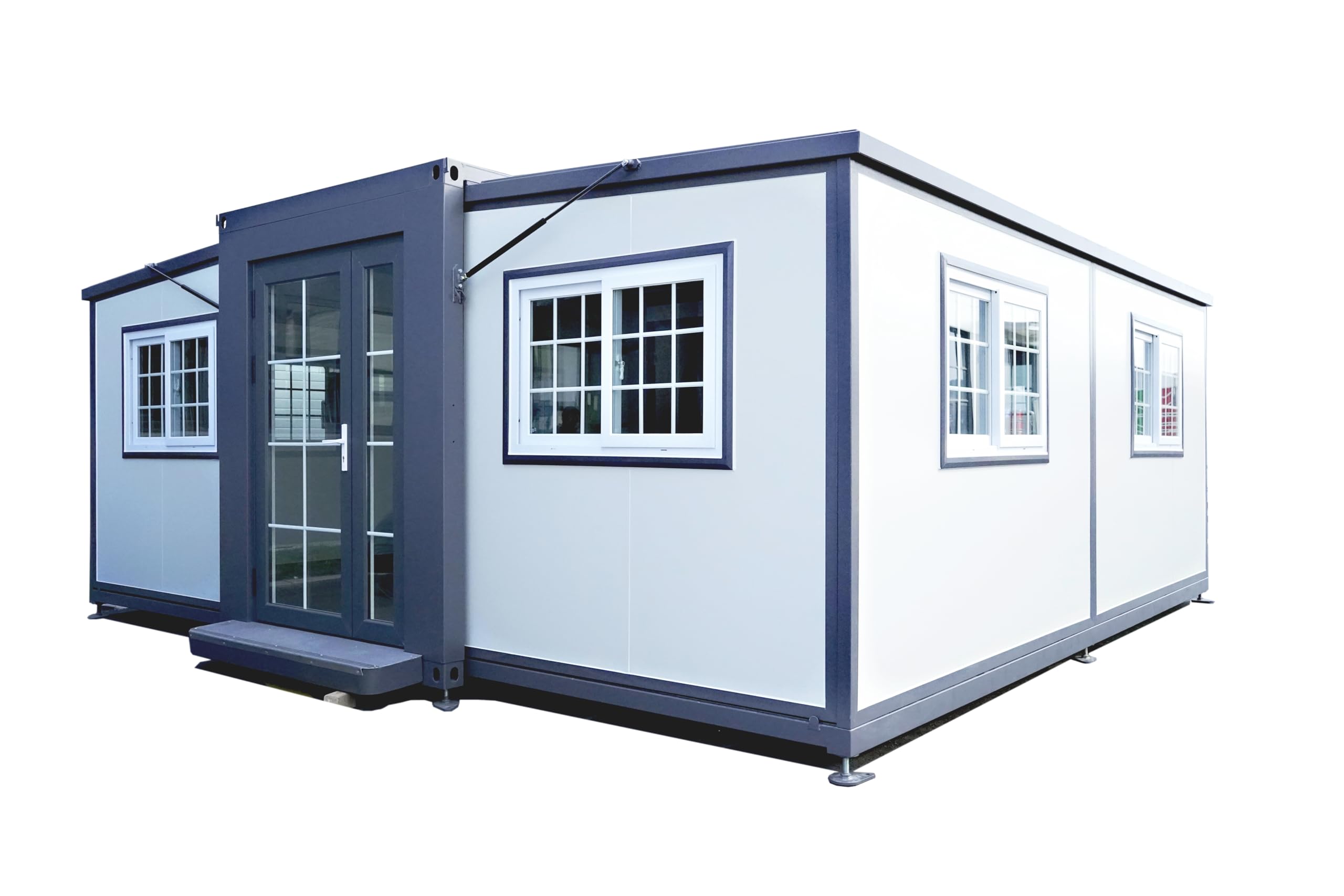 Jaxenor 19x20ft Portable Prefabricated Tiny Home, Mobile Expandable Plastic Prefab House for Hotel, Booth, Office, Guard House, Shop, Villa, Warehouse, Workshop