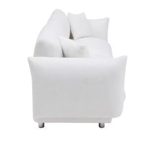 SZLIZCCC Sofa Couch for Living Room, 87.4 Inch Modern Upholstered Couch, Teddy Velvet Tufted Sofa, 3 Seat Sofa Big Comfy Couch Sofas for Livingroom, Comfy Couch Sofas for Office (White 85.4” Sofa)