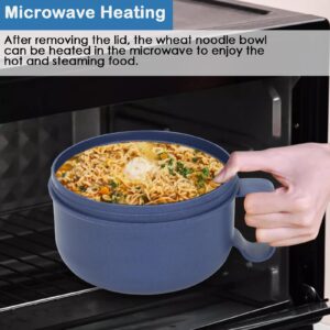 Unbreakable Microwave Soup Mugs with Lids and Handles,Microwave Ramen Bowl with Lid for Soup and Instant Noodles,Oatmeal, Gumbo, Salad,BPA Free (Sapphire Blue)