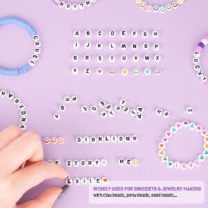 Gionlion 1000Pcs Letter Beads for Bracelet, Round Alphabet Beads Friendship Bracelet Making Kit with Elastic String in Box, Colorful Smile Heart Beads Preppy Beads for Jewelry Making, DIY Partner