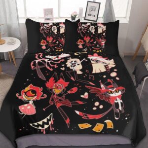 mziubiy hazbin hotel 3-piece bedding set soft printing quilt cover 1 duvet cover + 2 pillow cases 86"x70"