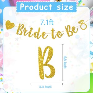 Halodete Bride to Be Banner, Mr & Mrs Wedding Banner, Bridal Shower, Engagement, Bachelorette Party Garland Bunting Decorations - Gold Glitter