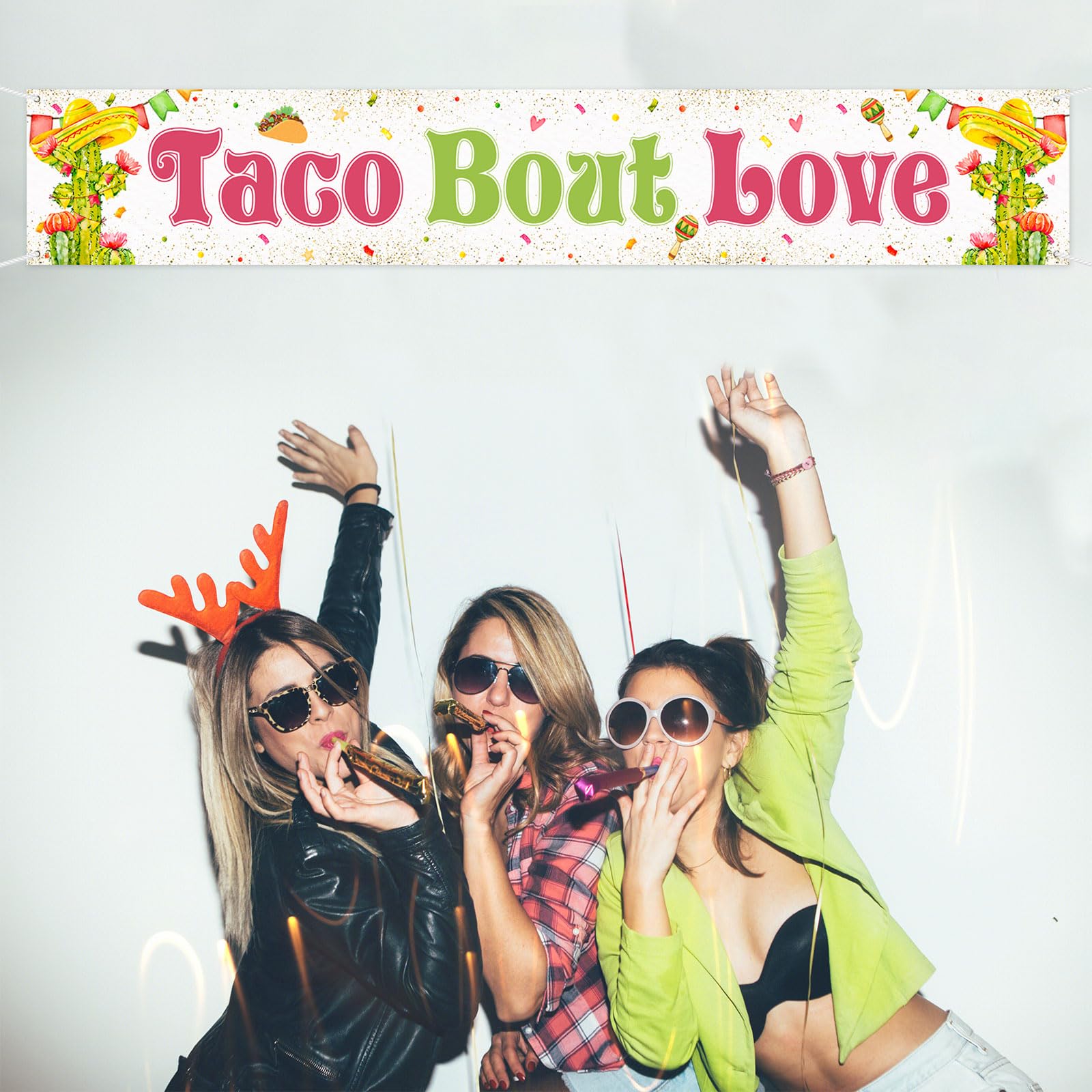 Mokonate Taco Bout Love Banner, Mexican Fiesta Theme Engagement, Bridal Shower, Wedding Party Decoration, 9.8 x 1.6 Ft