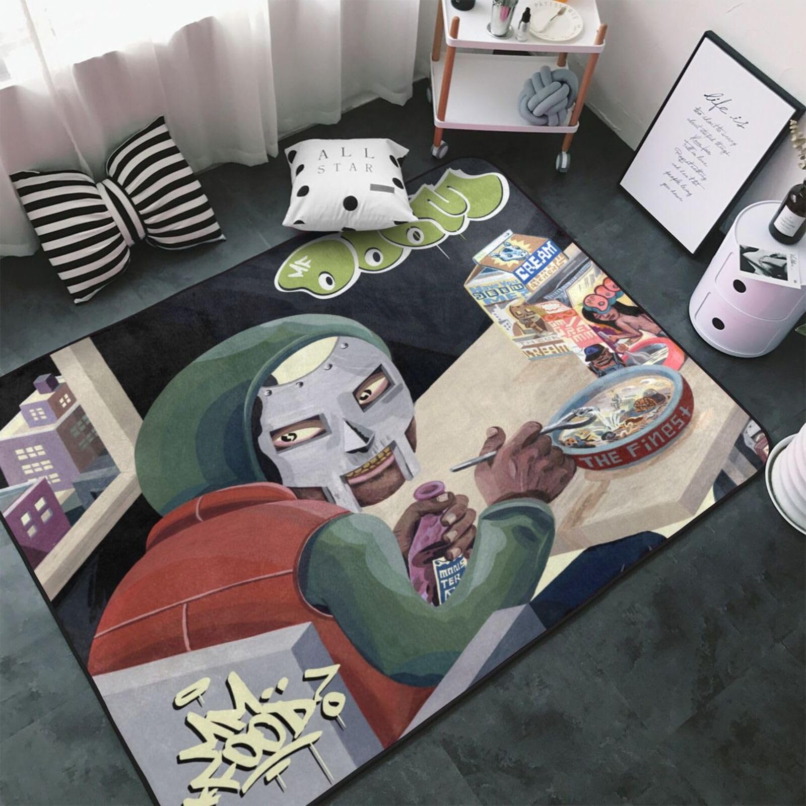 QANCOSI MF Rapper Doom Area Rugs Anti-Slip Ultra Soft Floor Mat Big Rug for Bedroom Living Room Kitchen Home Decor Outdoor/Indoor 60x39 inches