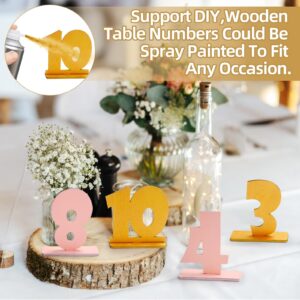 10pcs Wooden Table Numbers 1-10 Wedding Table Numbers with Stands Base Unfinished Wood Table Numbers Signs Holders