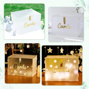 OurWarm Frosted Acrylic Wedding Card Box with String Light, Large Gift Card Box Holder for Wedding Reception, Honeymoon Fund Envelope Money Box for Party Graduation Baby Shower Birthday Decorations