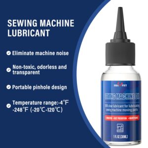 SMAPHY Sewing Machine Oil with Needle tip and Dual-Ended Brush, Clear Machine Oil for Lubrication of All Sewing Machine Moving Parts