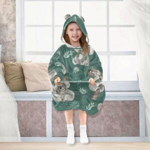 GOODOLD Cartoon Koala Wearable Blanket Hoodie for Kids Oversized Sherpa Hooded Blanket Cozy Warm Gift