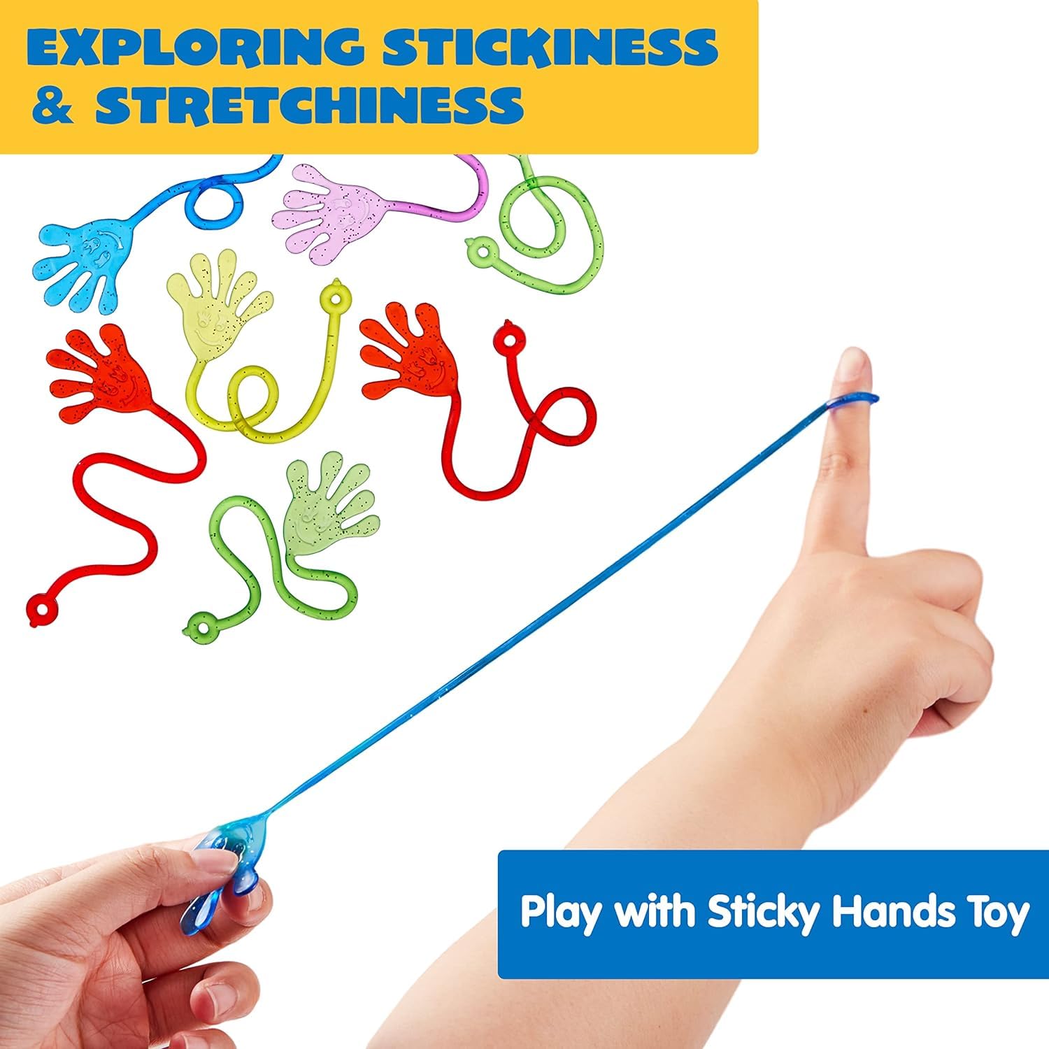 JOYIN 48Pcs Sticky Hands Party Favors, Party Table Favors Set for Kids, Holiday Traditions, Xmas Gift, Bendy Tube, Bendy Tubes, Extreme Stretch Fidget, Fun Fidget Toys for Kids