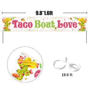 Mokonate Taco Bout Love Banner, Mexican Fiesta Theme Engagement, Bridal Shower, Wedding Party Decoration, 9.8 x 1.6 Ft