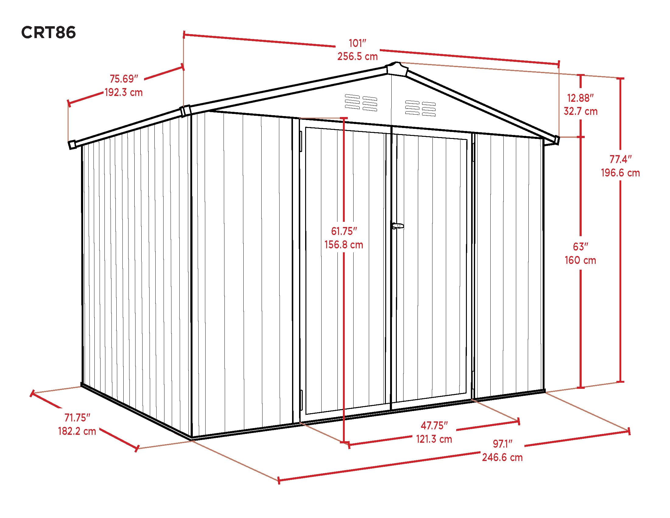 Arrow Sheds 8' x 6' Outdoor Steel Storage Shed, Tan