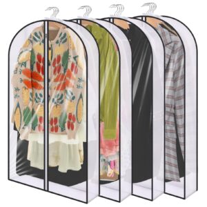 hakacc 59" garment bags for hanging clothes, 4 pack 4" gusseted garment bags for storage, hanging clothes storage, clothing moving bags