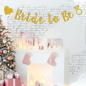 Halodete Bride to Be Banner, Mr & Mrs Wedding Banner, Bridal Shower, Engagement, Bachelorette Party Garland Bunting Decorations - Gold Glitter