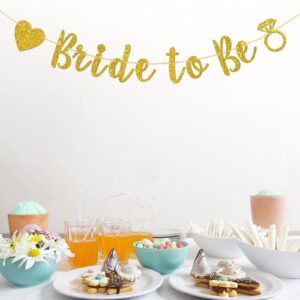 Halodete Bride to Be Banner, Mr & Mrs Wedding Banner, Bridal Shower, Engagement, Bachelorette Party Garland Bunting Decorations - Gold Glitter