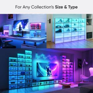 FANTAQI Smart LED Shoe Boxes Sneaker Display Case, Stackable Shoe Storage Organizers, Collection Crate, Figures & Collectibles Showcase (4-Pack Starter Kit)