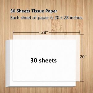 30 Sheets 28"X20" Full Size White Tissue Paper Bulk for Gift Bags Christmas Weddings Birthday Arts Craft Party Decoration