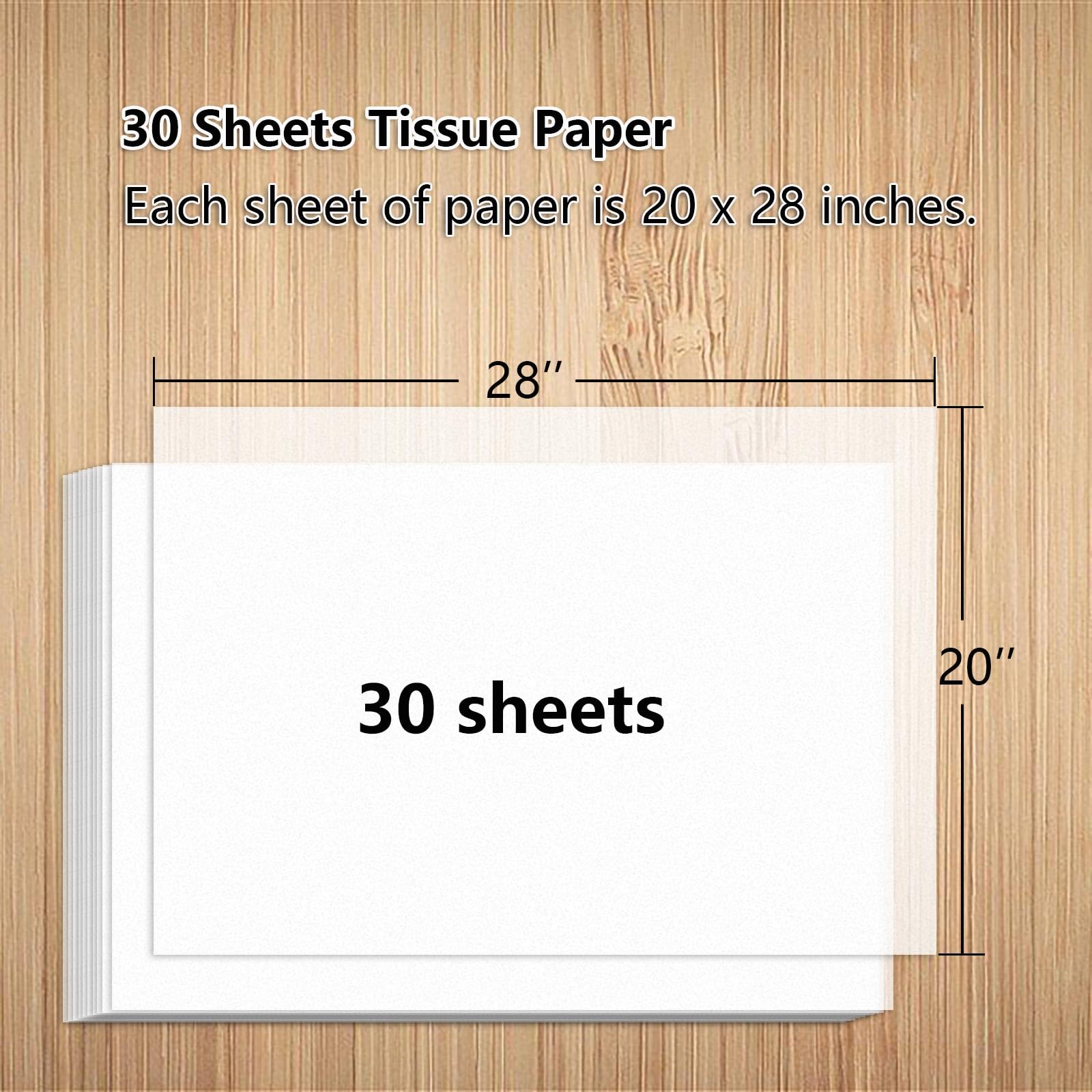 30 Sheets 28"X20" Full Size White Tissue Paper Bulk for Gift Bags Christmas Weddings Birthday Arts Craft Party Decoration