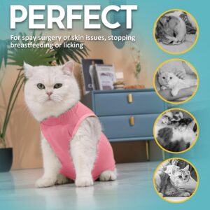 Avont Cat Recovery Suit - Kitten Onesie for Cats After Surgery, Cone of Shame Alternative Surgical Spay Suit for Female Cat, Post-Surgery or Skin Diseases Protection -Pink(M)