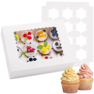 hoewina 6pcs cupcake boxes - hold 12 count cupcake containers with window, food grade cupcake holder easy transport and presentation - ideal for cupcakes, desserts, and more