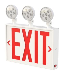 garrini new york approved letter 8" steel led emergency light exit sign combo adjustable lamps heads, 120-277v, single and double faces, fire resistant ul certified nyc-2000 (3 heads)