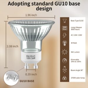 REIDEA GU10 Halogen Bulb - 6 Pack Halogen Light Bulbs, 120V 35W, Dimmable, 2700K Warm White, for Track Lights, Recessed Lighting, Accent Lights, Candle Warmers, Scented Wax Burners, Fragrance Melts