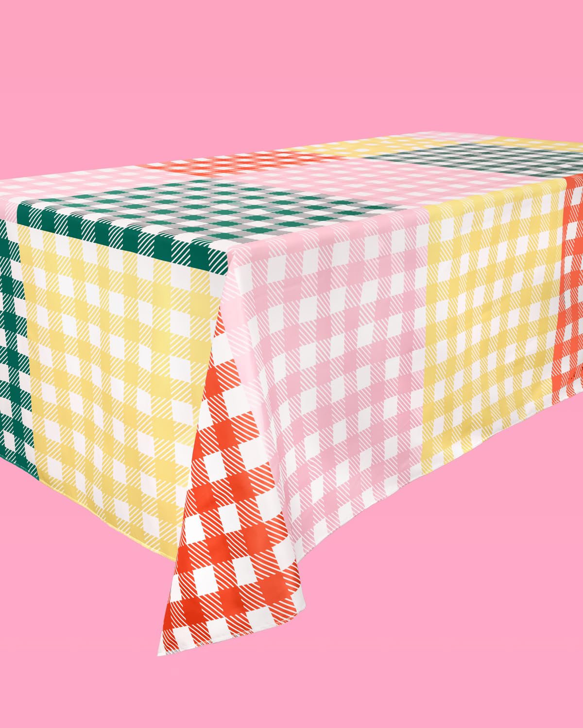 xo, Fetti Gingham Checkered Washable Tablecloth - 9ft. | Camp Bachelorette Party Supplies, Getting Lit + Getting Hitched, Glamping Birthday Party Decorations, Pastel Baby Shower, Cute Tableware