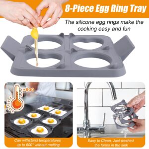 Palksky Silicone Egg Rings, Egg Mold for Frying Eggs Non Stick Food Grade Molds Round Circle Griddle Cooker Fried Shaper Fryer Ring for Cooking Breakfast Patty Mcmuffin Heat Resistant Pancake Rings