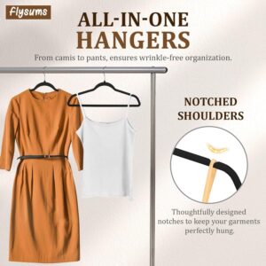 Flysums Premium Velvet Hangers 60 Pack Clothes Hangers, Heavy Duty Study Black Hangers for Coats, Pants Dress,Non Slip Clothes Hanger Set,Space Saving Felt Hangers for Clothing