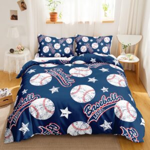 QOOMO Baseball Duvet Cover Set King Size,Sports 3 Piece Bedding Set,0 Comforter Cover with Pillowcases,Ultra Soft,100% Polyester,No Comforter,No Sheets