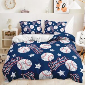 qoomo baseball duvet cover set king size,sports 3 piece bedding set,0 comforter cover with pillowcases,ultra soft,100% polyester,no comforter,no sheets