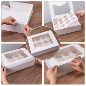 Hoewina 6PCS Cupcake Boxes - Hold 12 Count Cupcake Containers with Window, Food Grade Cupcake Holder Easy Transport and Presentation - Ideal for Cupcakes, Desserts, and More