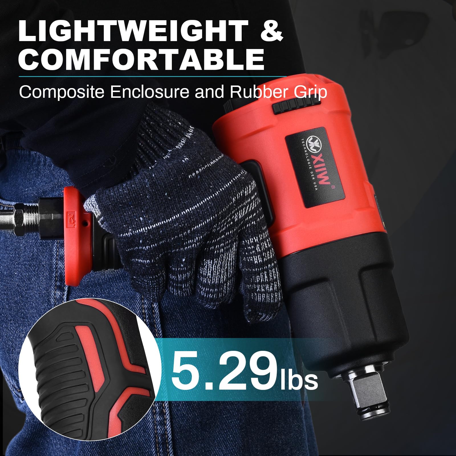 XIIW 3/4 Inch Air Impact Wrench, Max Nut-busting Torque 1950 ft-lbs, Heavy Duty 7000RPM 3/4 Air Drive Impact Gun, Twin Hammer Pneumatic Tool for Automobile Repair