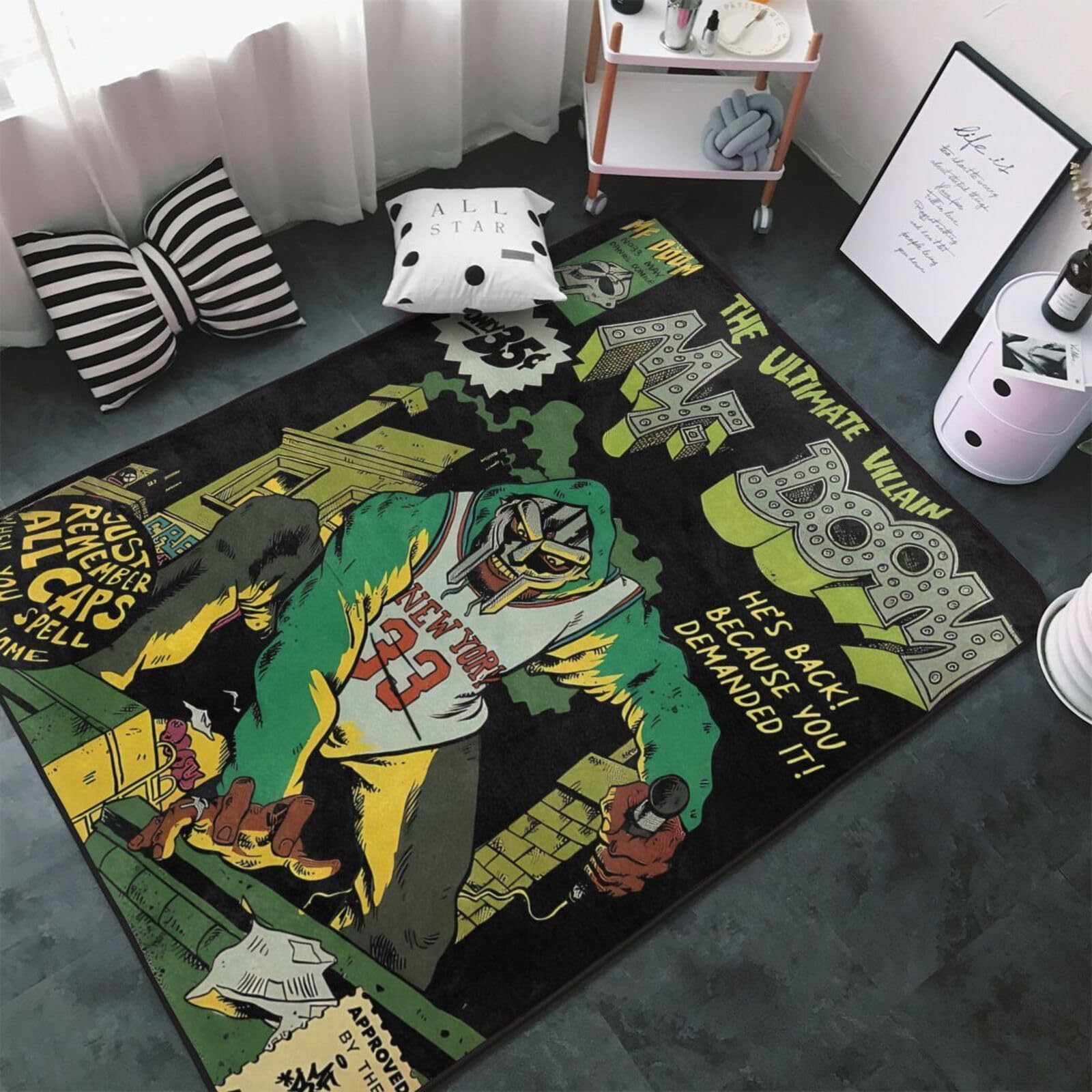 QANCOSI MF Rapper Doom Area Rugs Anti-Slip Ultra Soft Floor Mat Big Rug for Bedroom Living Room Kitchen Home Decor Outdoor/Indoor 60x39 inches