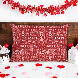 Whaline 12Pcs Valentine's Day Cotton Fabric Bundles Red Black Love Heart Fat Quarter Romantic Quilting Patchwork for DIY Handmade Sewing Crafting, 18 x 22 Inch