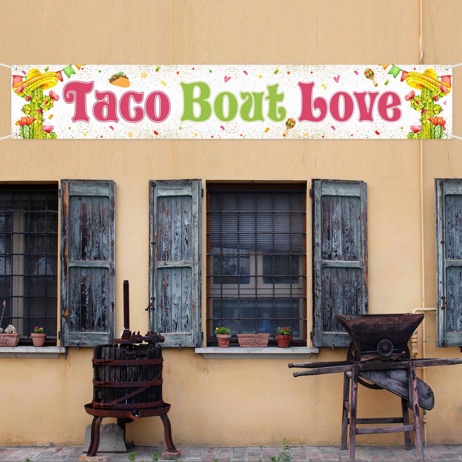 Mokonate Taco Bout Love Banner, Mexican Fiesta Theme Engagement, Bridal Shower, Wedding Party Decoration, 9.8 x 1.6 Ft