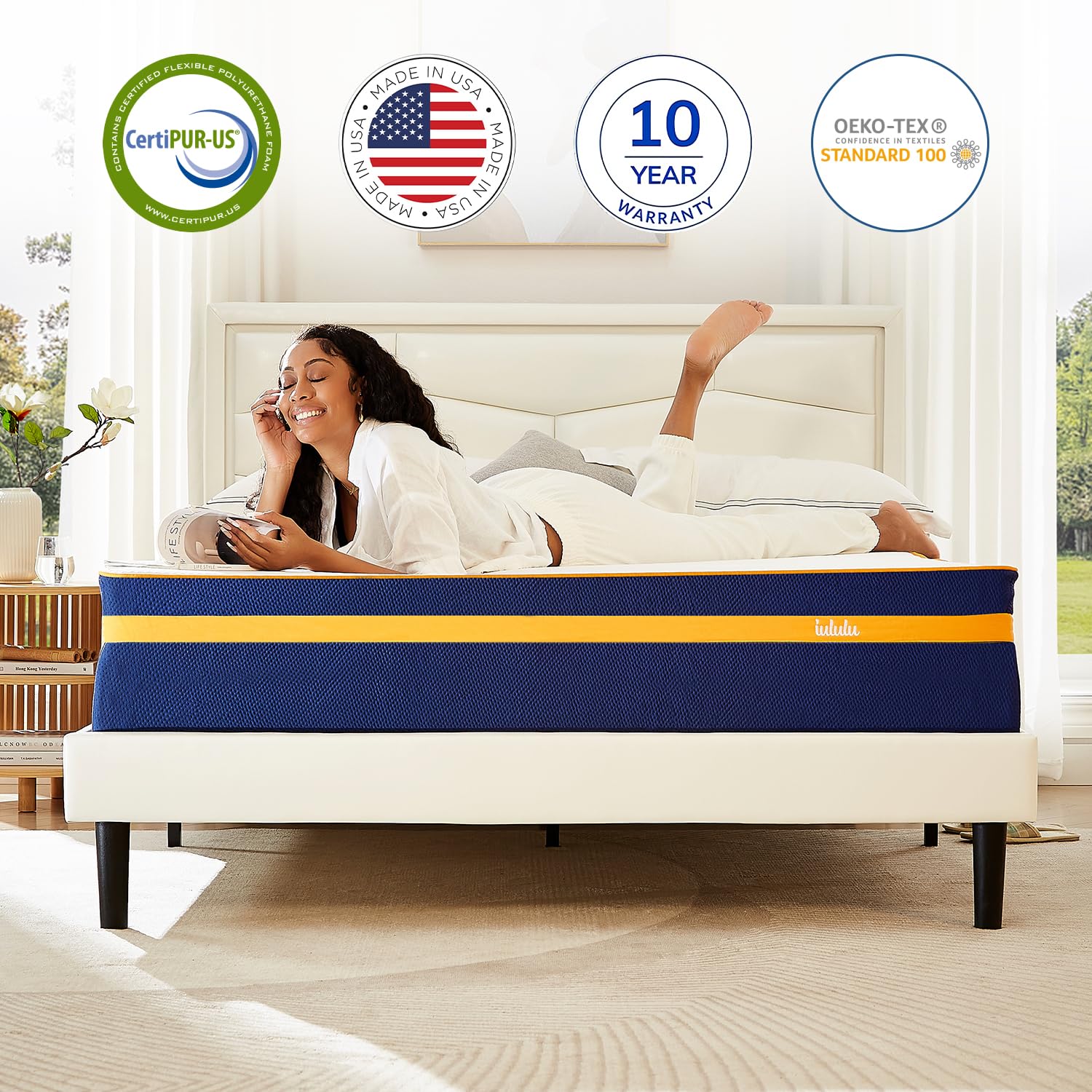 IULULU King Size Mattress, 14 Inch Memory Foam Mattress Bed in A Box - 365-Night Trial, Pressure-Relieving and Supportive, Non-Fiberglass Mattressess, Medium Firm, 80" L x 76" W