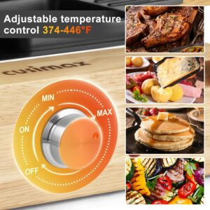 Indoor Grill, CUSIMAX Raclette Table Grill, 1500W Electric Grill Korean BBQ Grill with 2 in 1 Reversible Non-stick Plate/Wooden Base, Party Grill with 8 Trays & Wooden Spatulas, New Model