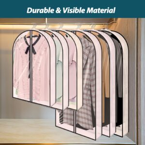 MCPINKY 59inch Garment Bags for hanging clothes, Clear Garment Covers with Suit Bags for Closet Storage Travel Shirts, Coats, Sweater 4PCS