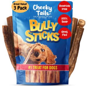 premium bully sticks for dogs, 6" dog bully sticks for small dogs & puppies (3 pieces) - rawhide free chews, high collagen, 100% beef bully sticks made in usa - bully stick puppy treats & bully bones