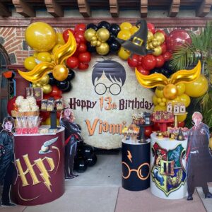 BACOKEY Magical Wizard School Balloon Garland Arch Kit with Snitch Burgundy Black Gold Balloons for Kids Birthday Party Magic Wizard Theme Baby Shower