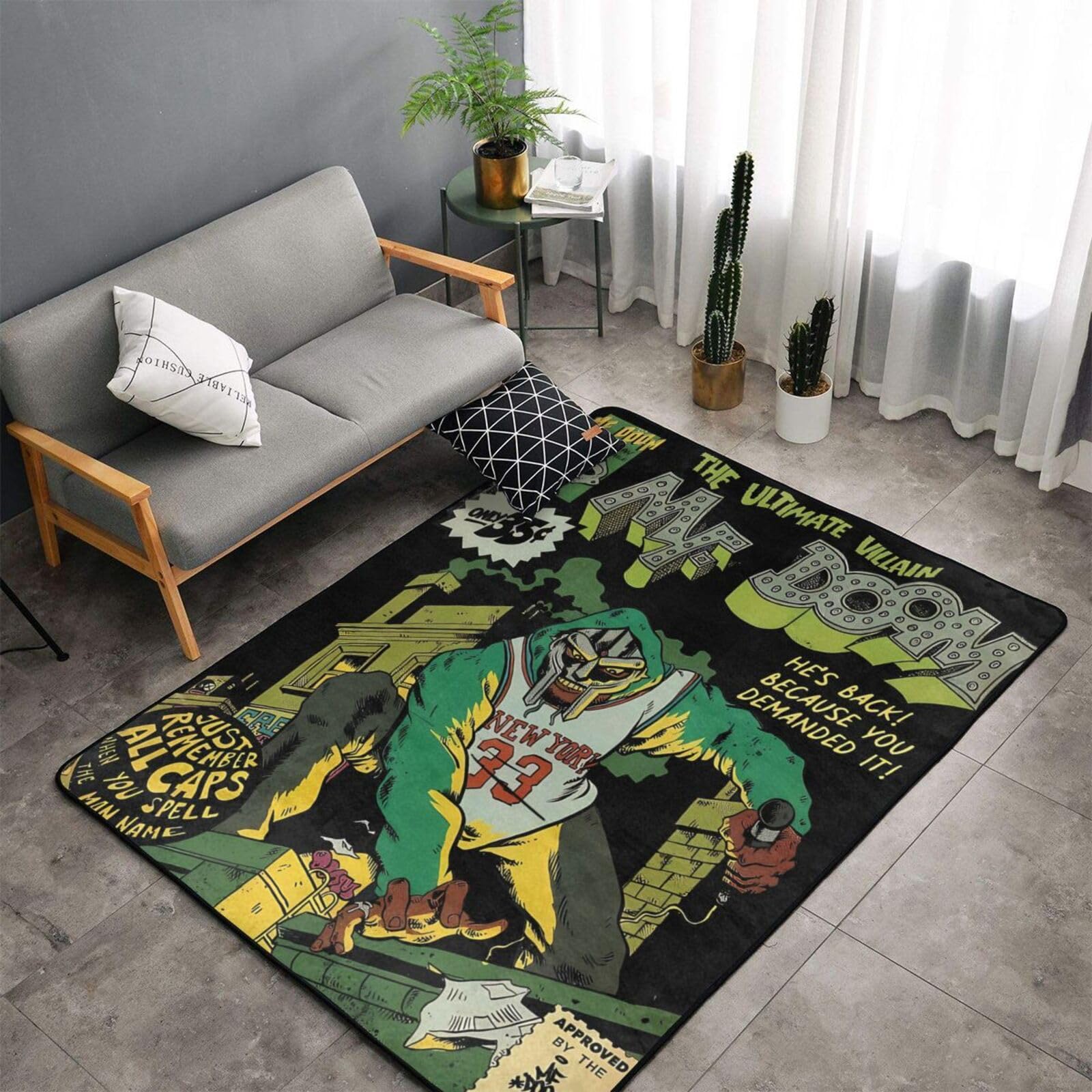 QANCOSI MF Rapper Doom Area Rugs Anti-Slip Ultra Soft Floor Mat Big Rug for Bedroom Living Room Kitchen Home Decor Outdoor/Indoor 60x39 inches