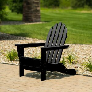 DuroGreen Adirondack Chairs Made with All-Weather Tangentwood, Set of 2, Oversized, High End Classic Patio Furniture for Porch, Lawn, Deck, or Fire Pit, No Maintenance, USA Made, Black