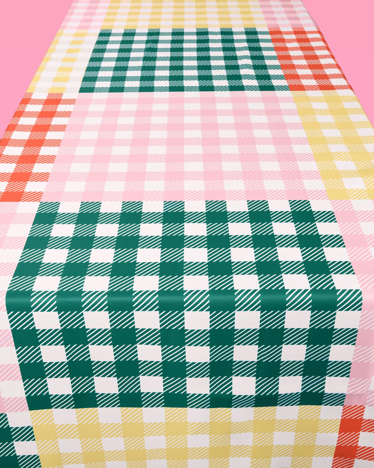 xo, Fetti Gingham Checkered Washable Tablecloth - 9ft. | Camp Bachelorette Party Supplies, Getting Lit + Getting Hitched, Glamping Birthday Party Decorations, Pastel Baby Shower, Cute Tableware