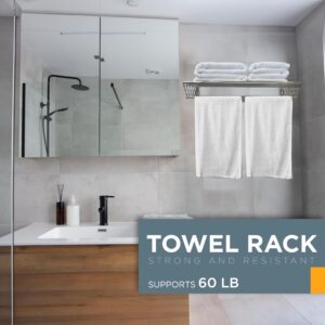 Extendable Towel Rack Wall Mounted for Bathroom or External Use, Stainless Steel with 6 Rods 5 Hooks, Durable, Heavy Duty, Resistance to Corrosion Oxidation Rust | Supports 60Lb