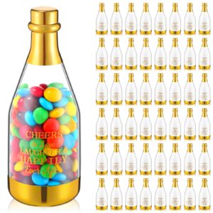 ziliny 50 pcs metallic golden champagne bottle containers candy bottles wedding candy box bridal shower favors plastic wine alcohol containers mini champagne bottles bulk for wedding bridal party