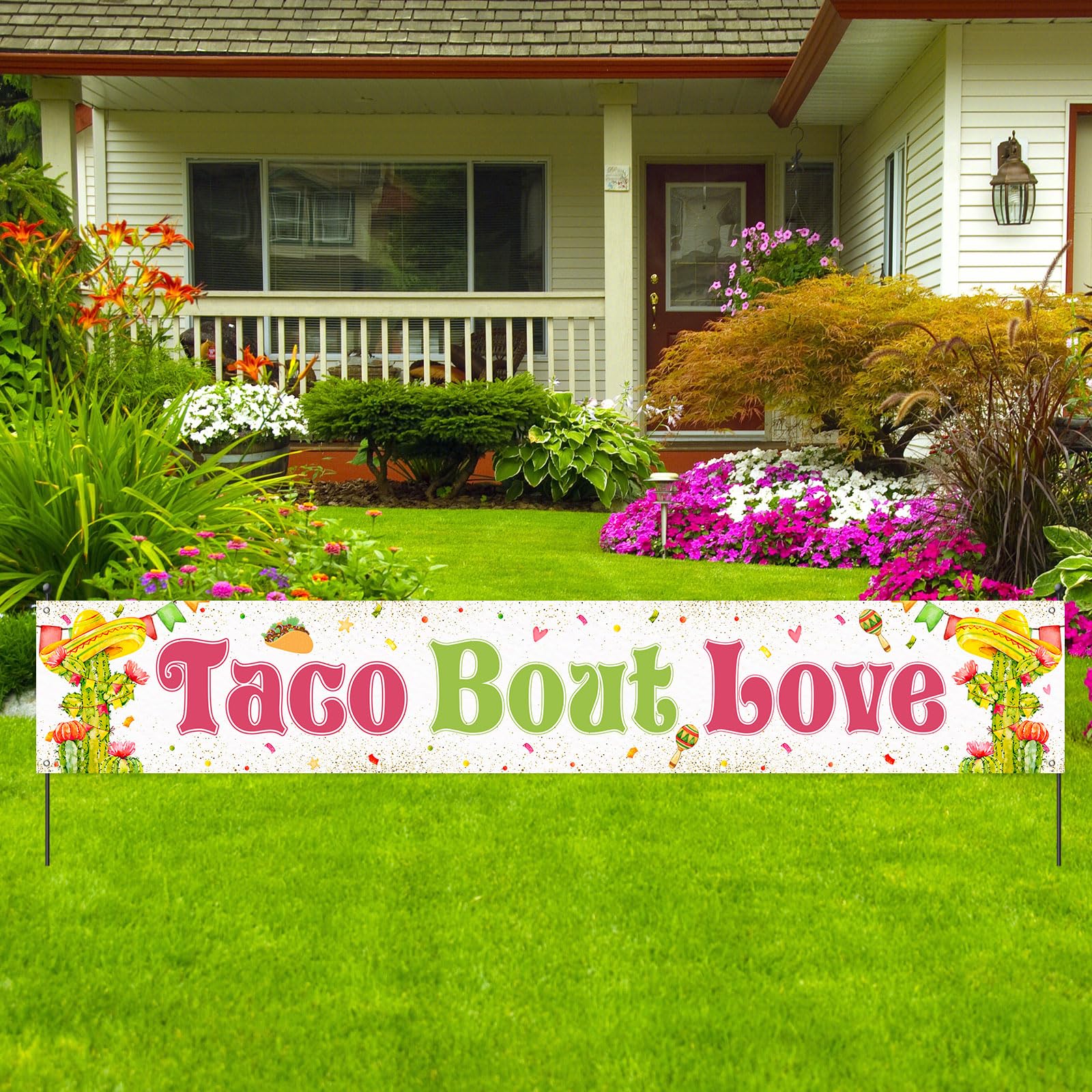 Mokonate Taco Bout Love Banner, Mexican Fiesta Theme Engagement, Bridal Shower, Wedding Party Decoration, 9.8 x 1.6 Ft