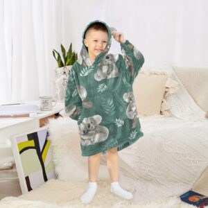 GOODOLD Cartoon Koala Wearable Blanket Hoodie for Kids Oversized Sherpa Hooded Blanket Cozy Warm Gift